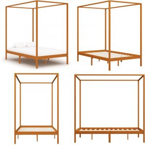 Vidaxl - Cadre de lit à baldaquin sans matelas bois massif 120x200 cm - Cadre De Lit - Lit à Baldaquin - Lit En Bois - Lit Double - Meubles Chambre