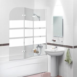 Randaco Pare-baignoire pivotant &agrave; 180degr&eacute; pivotant Paroi de douche sanitaire 6mm Nano Repliable glass 3 parties 120x140cm blanc