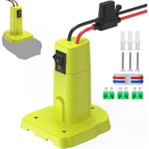 Adaptateur Power Wheel compatible avec batterie Ryobi 18 V, kit convertisseur de batterie am&eacute;lior&eacute; avec interrupteur, fusible et bornes de c&acirc;ble,