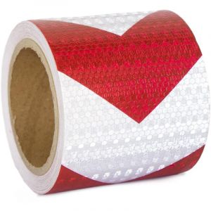 Bande Reflechissante Rouge et Blanc 15CM10M Ruban Reflechissant Adhesif Adh&eacute;sif R&eacute;fl&eacute;chissant pour V&eacute;hicules, Voitures, Remorques, Ext&eacute;rieur