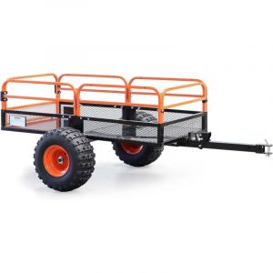 Wiltec Remorque basculante &ndash; 2100 x 1200 x 70 mm &ndash; capacit&eacute; 450 kg &ndash; en Acier &ndash; avec Grille et Parois Amovibles &ndash; pour Tondeuse autoport&eacute;e ATV