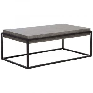 Table Basse Rectangulaire en MDF Imitation B&eacute;ton et Structure en M&eacute;tal Noir de Design Industriel pour Salon Moderne ou Minimaliste Beliani