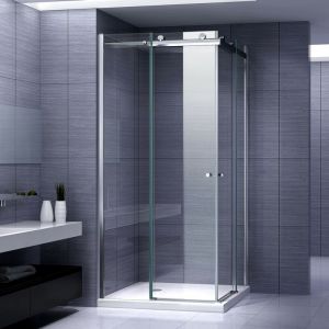 Saniverre - atemis Cabine de douche d'angle 105 x 105 - H.200 cm porte coulissante verre 8 mm transparent