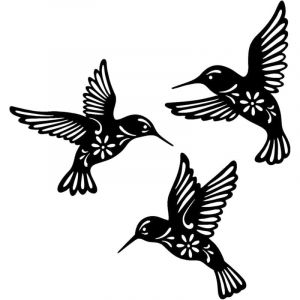 Basetbl - Décoration Murale Colibri Oiseau en Métal Noir, 3 Pièces 10.2in Décoration Murale en Fer Forgé Colibri, Art Mural en Métal Oiseaux pour Les