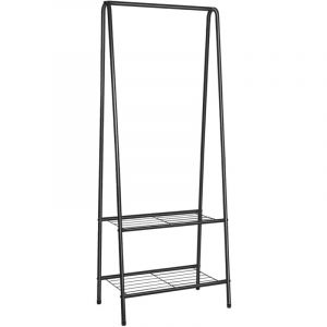 KingSaid Portant &agrave; V&ecirc;tements Solide en M&eacute;tal 60x151 cm, Porte-Manteau sur Pied avec 2 &Eacute;tag&egrave;res de Rangement et Porte-Cintres, Penderie Dressing pour