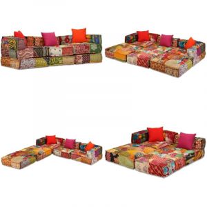 Vidaxl - Pouf modulaire à 3 places Patchwork Tissu - Canapé Modulable - Canapé Convertible - Pouf Multifonctionnel - Décoration Intérieure - Salon