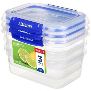 Bo&icirc;te Alimentaire Rectangulaire Sistema Klip IT Plus 1 Litre - Lot de 3 - Sistema