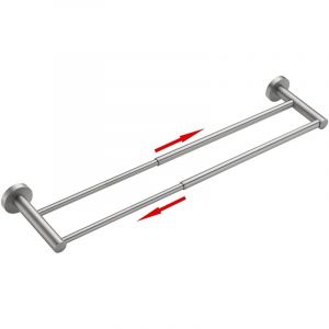 Porte-Serviettes R&eacute;glable 40-70cm Double Barre Support Serviettes Mural T&eacute;lescopique en Acier Inox pour Salle de Bain Cuisine Argent Bross&eacute;