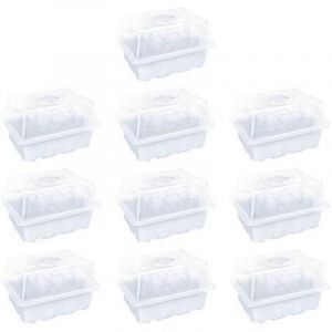 10 Pi&egrave;ces Kit De D&eacute;marrage pour Plantes D&eacute;marrage pour Semis, Mini Serre pour Semis Kit Bac &agrave; Semis, Plateaux De Culture De Plante pour Croissance De