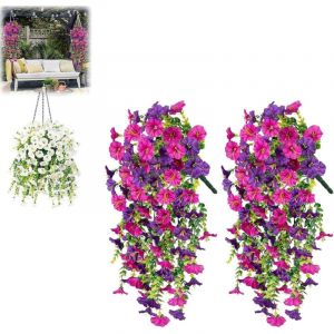 APEX Lot de 2 fleurs artificielles suspendues de 75 cm, r&eacute;sistantes aux UV, plantes artificielles pour bouquet d'ext&eacute;rieur, plantes grimpantes