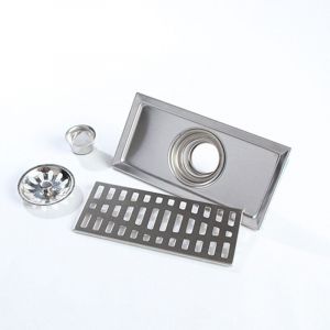 20x10cm Rectangle En Acier Inoxydable Siphon De Sol Salle De Bains Douche Cuisine D&eacute;chets Grille - Laoa