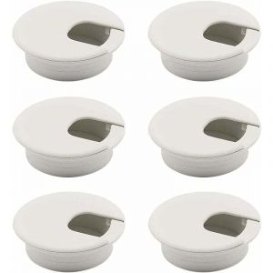 Passe Cable Bureau 6 Pi&egrave;ces Passe Cable Blanc Passe C&acirc;bles Ronds Encastrables Couvercle de Trou de C&acirc;ble Oeillet de Bureau C&acirc;ble de Bureau Oeillet