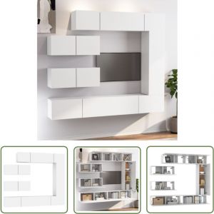The Living Store - Ensemble de meubles tv 7 pcs Blanc Bois d'ing&eacute;nierie - Meuble Tv - Meuble T&eacute;l&eacute;viseur - Ensemble Meuble Tv - Mobilier Salle S&eacute;jour