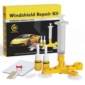 Kit de réparation de pare-brise de voiture – Kit de réparation de pare-brise avec seringues à pression pour réparer les éclats de pare-brise,les