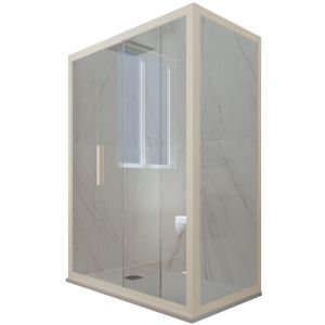 Cabine parois douche coulissante 75x140 Champagne Deco Duo