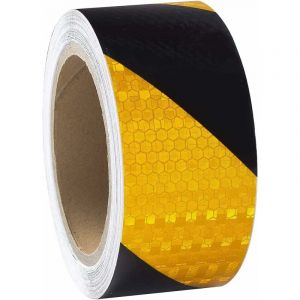 Serbia - Ruban adhésif réfléchissant Jaune et Noir - 25 m x 5 cm - Étanche - Ruban d'avertissement - Conspicuous pour véhicules, remorques, extérieur