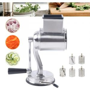 SNQ - Râpe à Tambour Manuelle, Trancheuse à Légumes En Acier Inoxydable Trancheuse à Légumes Râpe Rotative Moulin à Fromage Avec 5 Lames De Tambour