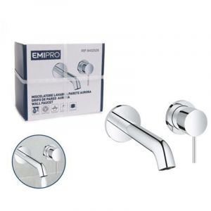 Mural 2 Trous Mitigeur de Lavabo, Robinet de Salle de Bains avec Corps Encastr&eacute;, Chrom&eacute;