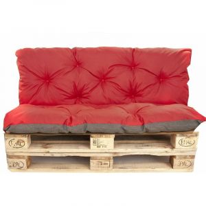 Setgarden - Coussins pour palettes exterieur, Assise 120 x 80 et Dossier 120 x 60cm, coussins canap&eacute; / coussin palette Rouge