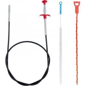 Pack de de 3 Deboucheur Canalisation, XU, Furet Deboucheur Evier Qualit&eacute; pro, Plomberie WC, Kit Debouchage Cheveux Douche Pince &agrave; Griffes Flexible