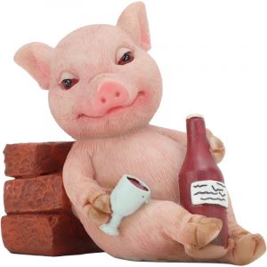 Statue de cochon en r&eacute;sine, Style r&eacute;tro, peinte &agrave; la main, Figurine animale d&eacute;corative vive et mignonne pour la d&eacute;coration de l'espace