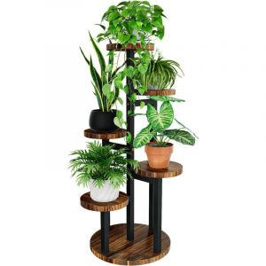 Support de fleurs en bois - &Eacute;tag&egrave;re &agrave; plantes - Escalier pour plantes - Pour l'ext&eacute;rieur - R&eacute;sistant aux intemp&eacute;ries - 5 &eacute;tages - Marron - D&eacute;coration