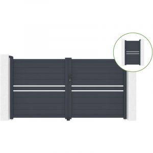 Casanoov - Portail battant 3m cimone H.160cm alu + portillon cimone H.160cm gris