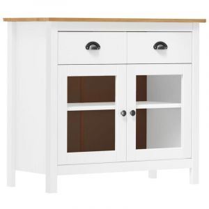 Buffet,Bahut, Enfilade, Armoire de cuisine Hill Blanc 90x40x80 cm Bois de pin solide CON59902 design in