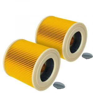 Vhbw - 2x filtre plissé compatible avec Kärcher a 2003, a 2004, a 2024 pt, a 2054 Me, a 2101, a 2204, a 2204 af, a 2206 x aspirateur - jaune