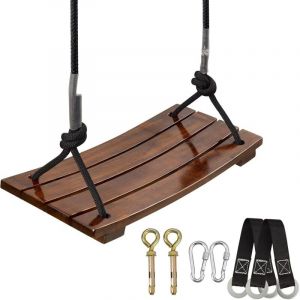 Balançoire Bois Adulte Enfant Extérieur Siège Arbre avec Accessoire Portique Jeux Jardin Max Poids 200kg
