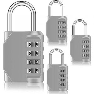 Serrures &agrave; Combinaison &agrave; 4 Chiffres Cadenas &Eacute;tanche R&eacute;armable Cadenas Ext&eacute;rieur &agrave; Cl&eacute; avec Anse Tremp&eacute;e pour Casier de Porte Gym &Eacute;cole Portail (4,