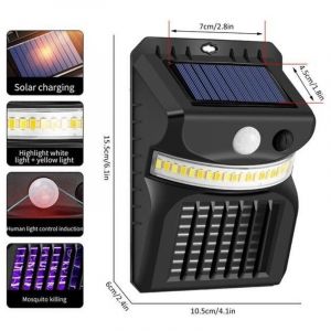 LAMPE ANTI-INSECTE,A--Lampe Solaire Anti-moustiques 2 En 1, R&eacute;pulsif De Moustiques D'ext&eacute;rieur, Pi&egrave;ge &Agrave; Insectes &Eacute;lectrique, Appliqu