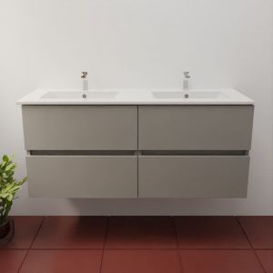 Meuble double vasque inox 120 cm rosinox- Gris- Plan vasque en Céramique