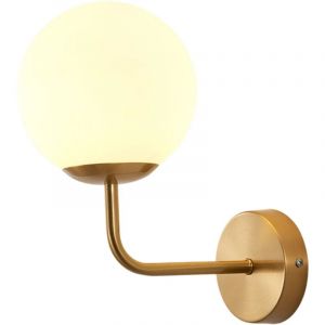 Applique Murale Interieur LED 5W 3000K Blanc Chaud Lampe Murale Globe en Verre Givr&eacute; &Eacute;tanche Luminaire Applique pour Salle de bain Salon Chambre