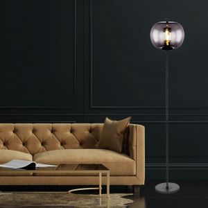 Etc-shop - Lampadaire vintage abat-jour en verre lampadaire boule en verre fumé hauteur 160 cm