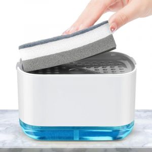 300ml Distributeur Liquide Vaisselle, Distributeur Savon Cuisine 2 en 1 Distributeur de Savon, Distributeur Liquide Vaisselle Porte Eponge et &eacute;ponge