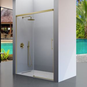 Paroi de douche fixe + Porte coulissante URBAN or bross&eacute; 116-119 cm