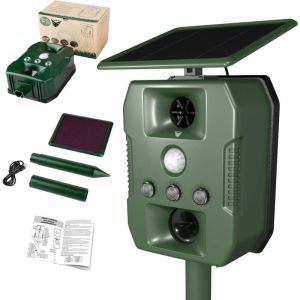 Répulsif Chat Extérieur, Repulsif Ultrason Chat Solaire Ultrason Anti Chat Chien, Charge de Solaire usb, Répulsif Chat Chien Jardin pour Chats,