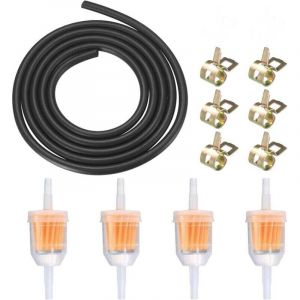 1 M&egrave;tre durite essence, Int&eacute;rieur durite gasoil, tuyau essence avec 6pcs colliers de serrage, Tuyau de Carburant pour Camion, Voiture, Tracteur ou