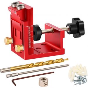 Kit de Gabarit de Trou de Poche,Gabarit de percage oblique pour bois,Ajustable Guide de Menuiserie de Percage,Positionneur de Trou Oblique pour