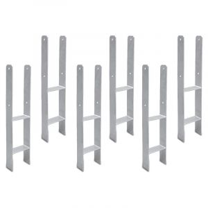 Einfeben - 6x Ancrage de poteau Ancrage en h ancre pour abris de voiture,maisons sur pilotis durable H-ancre Ancrage de poteau encastré 121MM