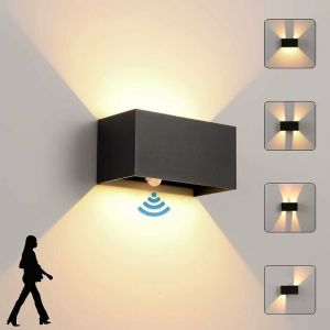 Applique Murale intérieur/Extérieur avec Détecteur de Mouvement，LED 24W Moderne Luminaire Murale,Éclairage Mural Etanche IP65 3000K blanc