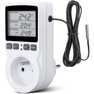 Ikodm - Regulateur Température Numérique,Prise Thermostat Chauffage Refroidissement Regulateur De Temperature LCD,200v-250v pour Régulateur