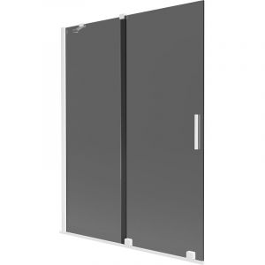 Mexen - Velar pare-douche &agrave; 2 volets coulissant 130 x 150 cm, graphite, blanc - 896-130-000-41-20