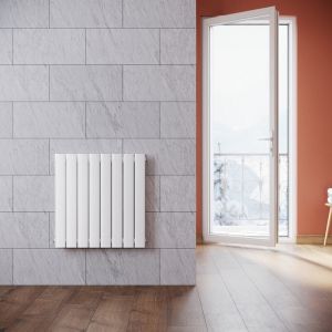 Sonni - Radiateur eau chaude en acier Conception murale Vertical Tube plat Radiateur chauffage central 630x619mm Panneau Double Blanc (774W)