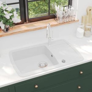 Maisonchic - vier de cuisine, Lavabo, Vasque Granit Seul lavabo Blanc FR635517 design in