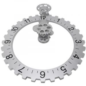 Horloge &agrave; engrenage mobile 3D - VVIKIZY - Argent - Vintage - 56 cm - Int&eacute;rieur