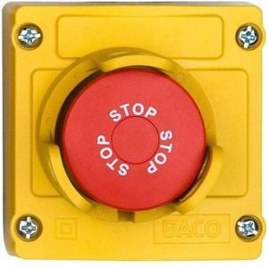 BACO LBX130091 Bouton d'arr&ecirc;t d'urgence en bo&icirc;tier, avec collerette de protection 240 V/AC 2.5 A 1 NF (R) IP66 1 pc(s) W70329