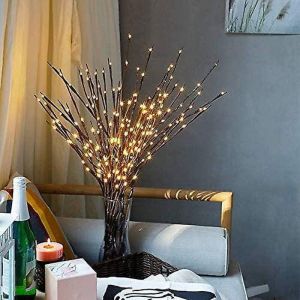 Lampe LED Branche, 20 branches d'eau, lumière blanche chaude de 77 cm, alimentée par secteur, pour Noël, Pâques et Halloween