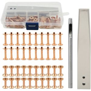Jeffergarden Kit de bavures de Rivets en cuivre, Rivets en cuivre avec Setters, goujons antirouille, outil d'artisanat cuir bricolage pour sac &agrave;